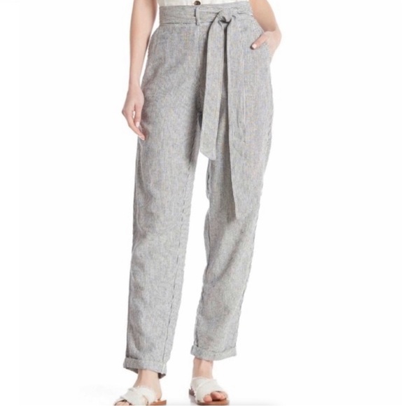 Max studio linen blend striped pants SZ MED - Picture 1 of 6